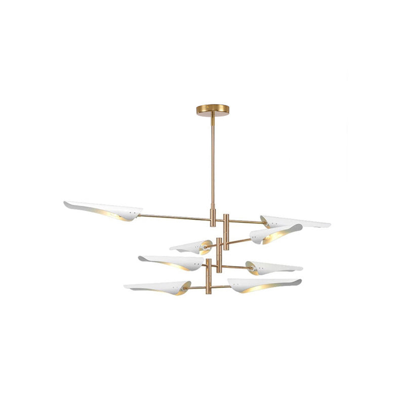 Quill Chandelier Lighting Modernist Metal Living Room Pendant Light Kit with Sputnik Design 8 White Clearhalo 'Ceiling Lights' 'Chandeliers' 'Modern Chandeliers' 'Modern' Lighting' 2011914