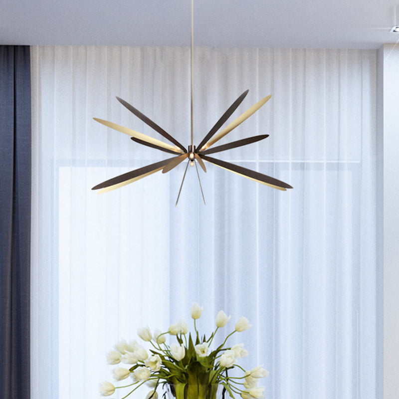 Simplicity 6 Bulbs Ceiling Chandelier Black Dragonfly Drown Lighting with Metal Shade Clearhalo 'Ceiling Lights' 'Chandeliers' 'Modern Chandeliers' 'Modern' Lighting' 2011925