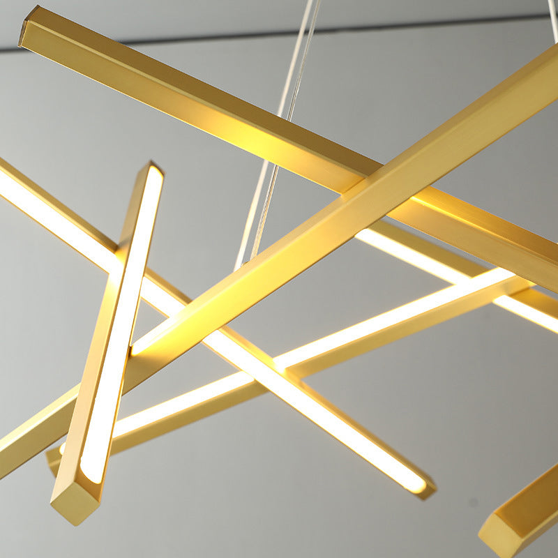 Criss Cross Linear Hanging Chandelier Modernist Acrylic Dining Room LED ...