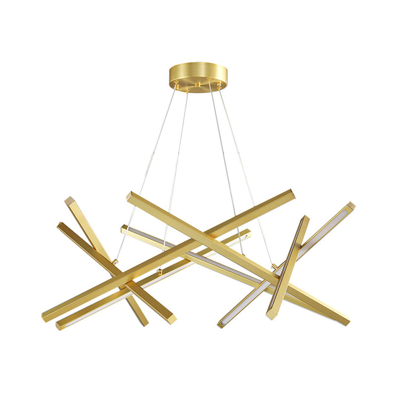 Criss Cross Linear Hanging Chandelier Modernist Acrylic Dining Room LED Ceiling Suspension Lamp Clearhalo 'Ceiling Lights' 'Chandeliers' 'Modern Chandeliers' 'Modern' Lighting' 2011930