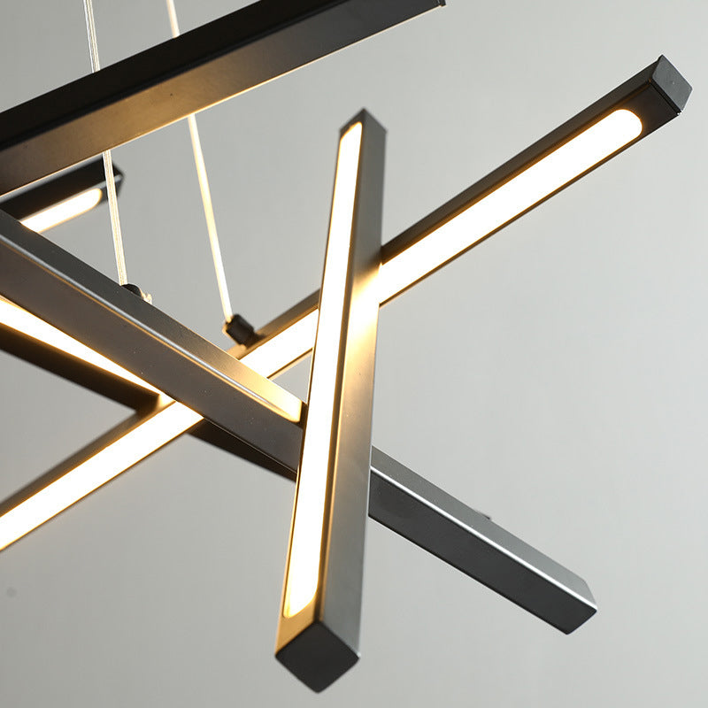 Criss Cross Linear Hanging Chandelier Modernist Acrylic Dining Room LED ...