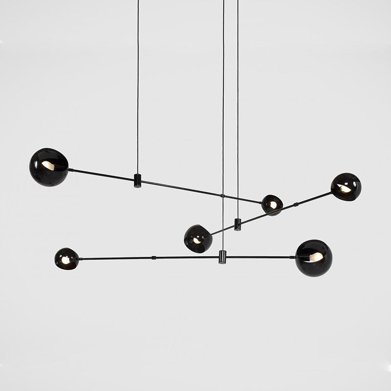 Modernist Dome Chandelier Lighting Metal Dining Room Hanging Ceiling Light in Black 6 Black Clearhalo 'Ceiling Lights' 'Chandeliers' 'Modern Chandeliers' 'Modern' Lighting' 2011935