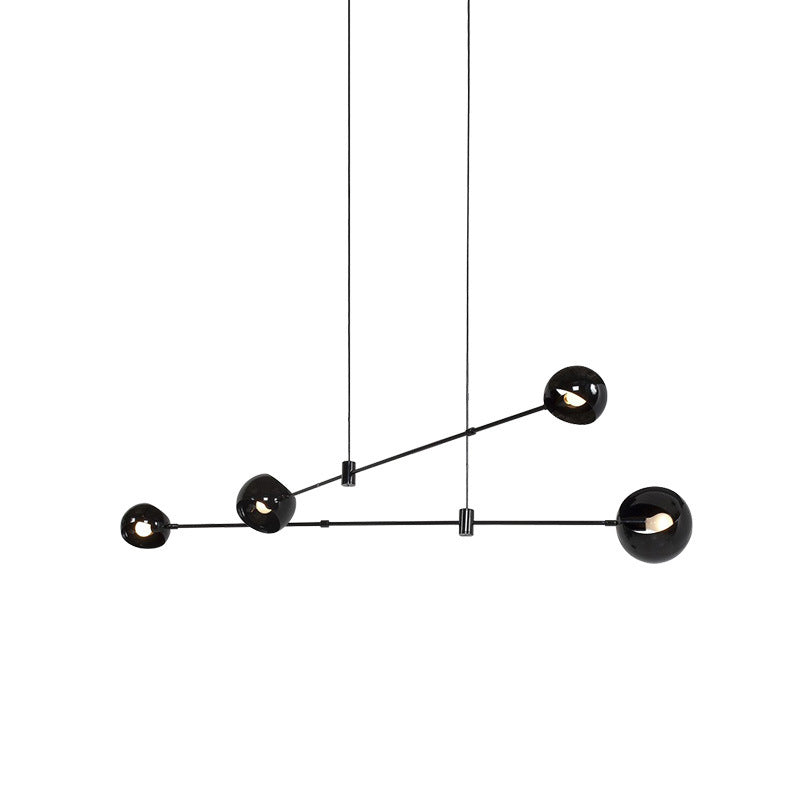 Modernist Dome Chandelier Lighting Metal Dining Room Hanging Ceiling Light in Black Clearhalo 'Ceiling Lights' 'Chandeliers' 'Modern Chandeliers' 'Modern' Lighting' 2011936