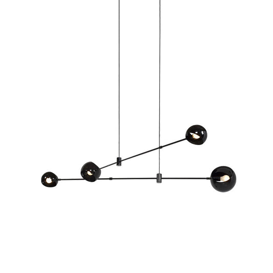 Modernist Dome Chandelier Lighting Metal Dining Room Hanging Ceiling Light in Black Clearhalo 'Ceiling Lights' 'Chandeliers' 'Modern Chandeliers' 'Modern' Lighting' 2011936