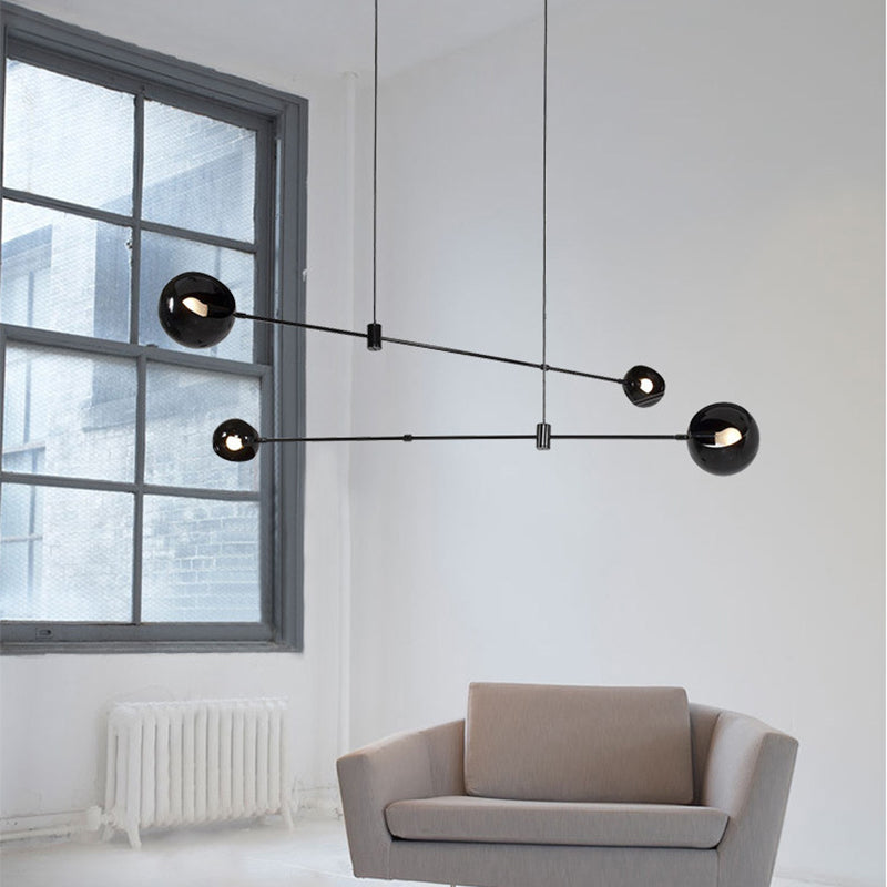 Modernist Dome Chandelier Lighting Metal Dining Room Hanging Ceiling Light in Black 4 Black Clearhalo 'Ceiling Lights' 'Chandeliers' 'Modern Chandeliers' 'Modern' Lighting' 2011937