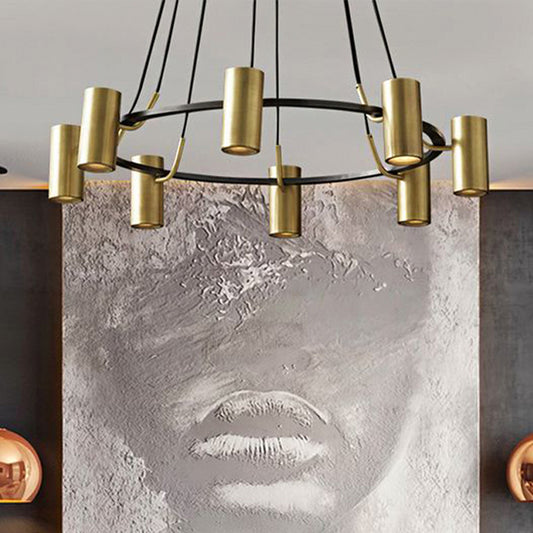 Circle Living Room Spotlight Chandelier Metal 8-Head Contemporary Hanging Pendant Light in Gold Gold Clearhalo 'Ceiling Lights' 'Chandeliers' 'Modern Chandeliers' 'Modern' Lighting' 2011940