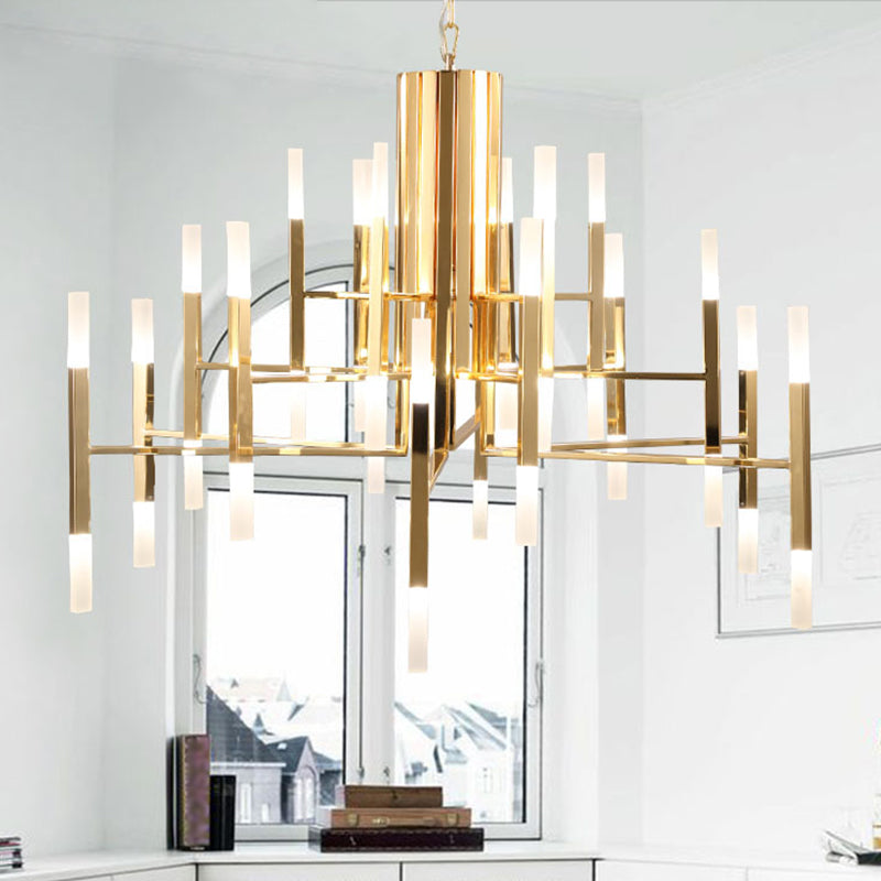 Burst Acrylic Chandelier Light Modern Suspension Pendant with Tubular Acrylic Shade Gold Clearhalo 'Ceiling Lights' 'Chandeliers' 'Modern Chandeliers' 'Modern' Lighting' 2011947