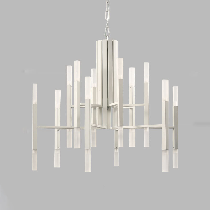 Burst Acrylic Chandelier Light Modern Suspension Pendant with Tubular Acrylic Shade White Clearhalo 'Ceiling Lights' 'Chandeliers' 'Modern Chandeliers' 'Modern' Lighting' 2011951