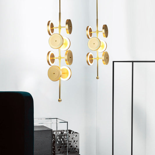 Circular Hanging Chandelier Contemporary Metal LED Gold Pendulum Light for Dining Room 8 Gold Clearhalo 'Ceiling Lights' 'Chandeliers' 'Modern Chandeliers' 'Modern' Lighting' 2011952