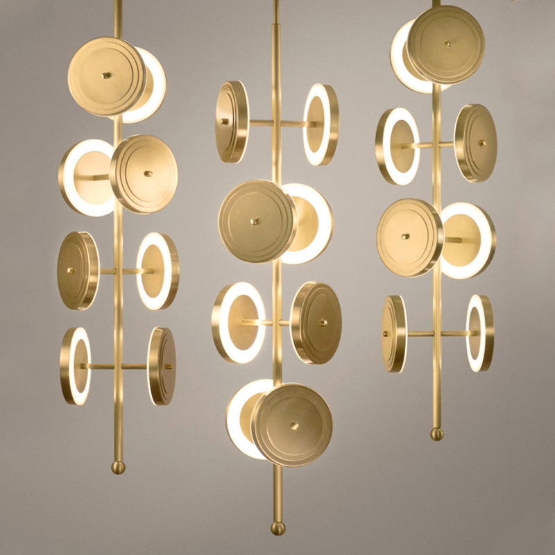 Circular Hanging Chandelier Contemporary Metal LED Gold Pendulum Light for Dining Room Clearhalo 'Ceiling Lights' 'Chandeliers' 'Modern Chandeliers' 'Modern' Lighting' 2011953