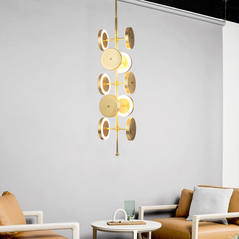 Circular Hanging Chandelier Contemporary Metal LED Gold Pendulum Light for Dining Room Clearhalo 'Ceiling Lights' 'Chandeliers' 'Modern Chandeliers' 'Modern' Lighting' 2011954