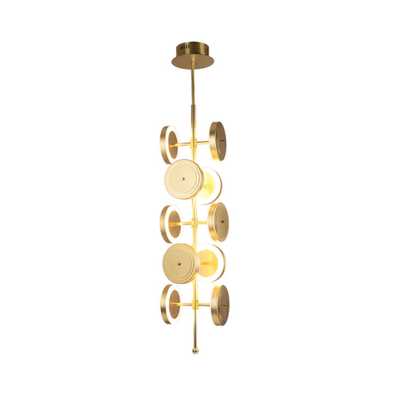 Circular Hanging Chandelier Contemporary Metal LED Gold Pendulum Light for Dining Room Clearhalo 'Ceiling Lights' 'Chandeliers' 'Modern Chandeliers' 'Modern' Lighting' 2011955
