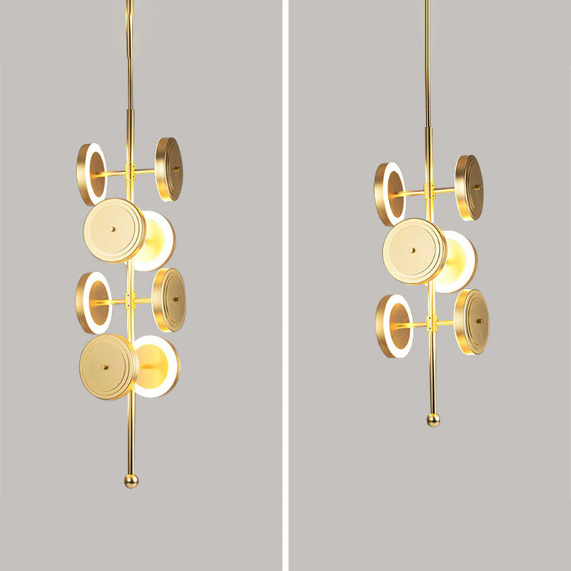 Circular Hanging Chandelier Contemporary Metal LED Gold Pendulum Light for Dining Room Clearhalo 'Ceiling Lights' 'Chandeliers' 'Modern Chandeliers' 'Modern' Lighting' 2011957