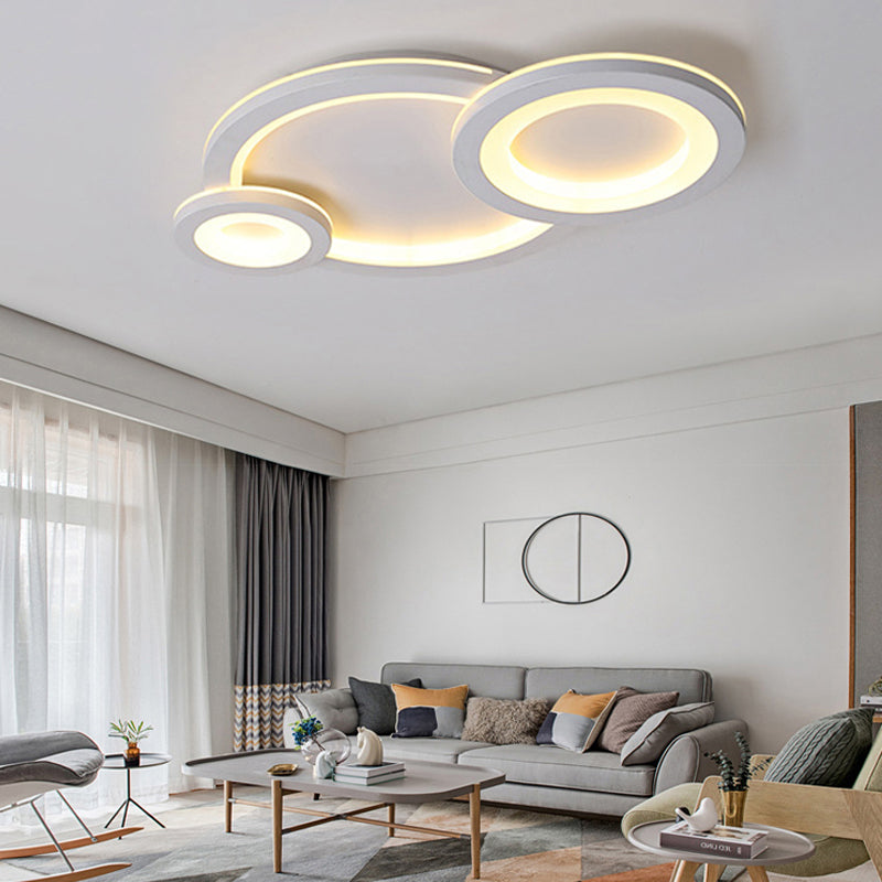 White Ring & Oval Ceiling Light Simple Acrylic LED Flush Mount Light for Adult Child Room Clearhalo 'Ceiling Lights' 'Close To Ceiling Lights' 'Close to ceiling' Lighting' 201209