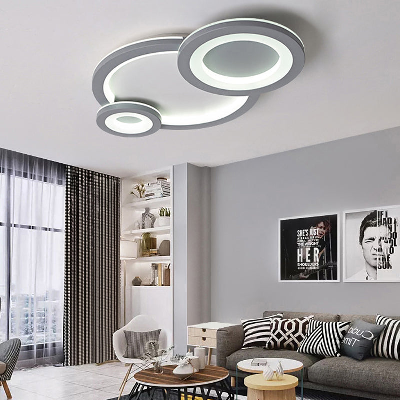 White Ring & Oval Ceiling Light Simple Acrylic LED Flush Mount Light for Adult Child Room Grey White Clearhalo 'Ceiling Lights' 'Close To Ceiling Lights' 'Close to ceiling' Lighting' 201212