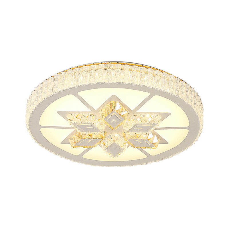 LED Round/Hexagon/Rhombus Ceiling Mount Light Acrylic Contemporary Ceiling Lamp with Crystal Design in White Clearhalo 'Ceiling Lights' 'Close To Ceiling Lights' 'Close to ceiling' 'Flush mount' Lighting' 201238