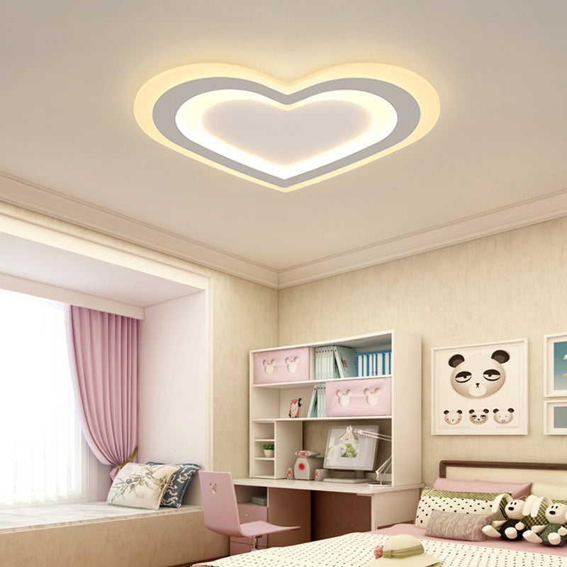 Acrylic Heart LED Flush Mount Light Modern Simple Ceiling Lamp in White for Baby Game Room Clearhalo 'Ceiling Lights' 'Close To Ceiling Lights' 'Close to ceiling' Lighting' 201275