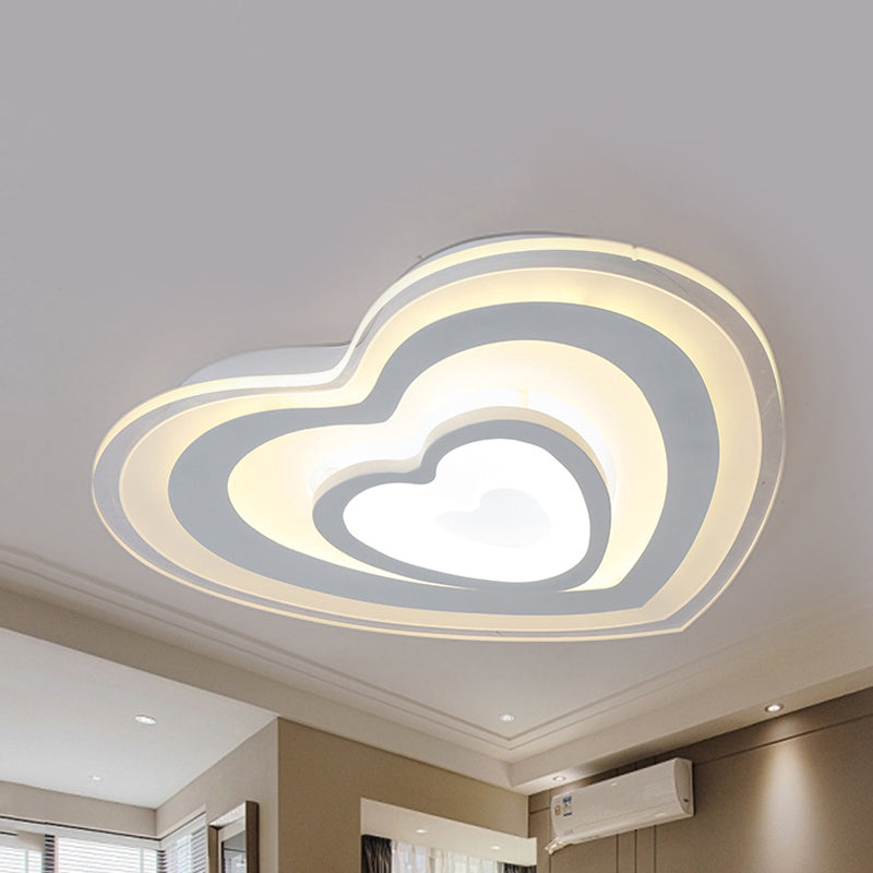 Contemporary Loving-Heart Ceiling Light Acrylic LED Ceiling Lamp in White for Hotel Restaurant Clearhalo 'Ceiling Lights' 'Close To Ceiling Lights' 'Close to ceiling' 'Flush mount' Lighting' 201292