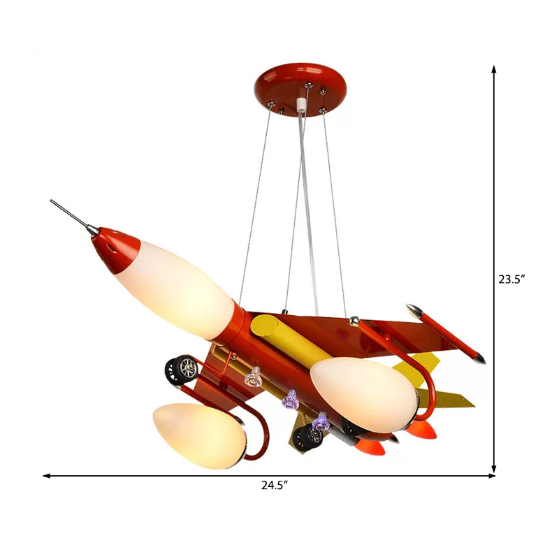 Fighter Plane Boys Bedroom Chandelier Metal Modern Cool Hanging Light in Red Clearhalo 'Ceiling Lights' 'Chandeliers' Lighting' options 201312