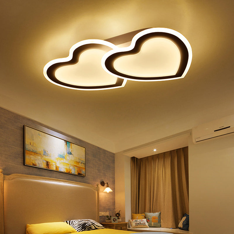 Cartoon White LED Ceiling Light Loving Heart Acrylic Flush Ceiling Light for Hotel Living Room Black Clearhalo 'Ceiling Lights' 'Close To Ceiling Lights' 'Close to ceiling' 'Semi-flushmount' Lighting' 201327