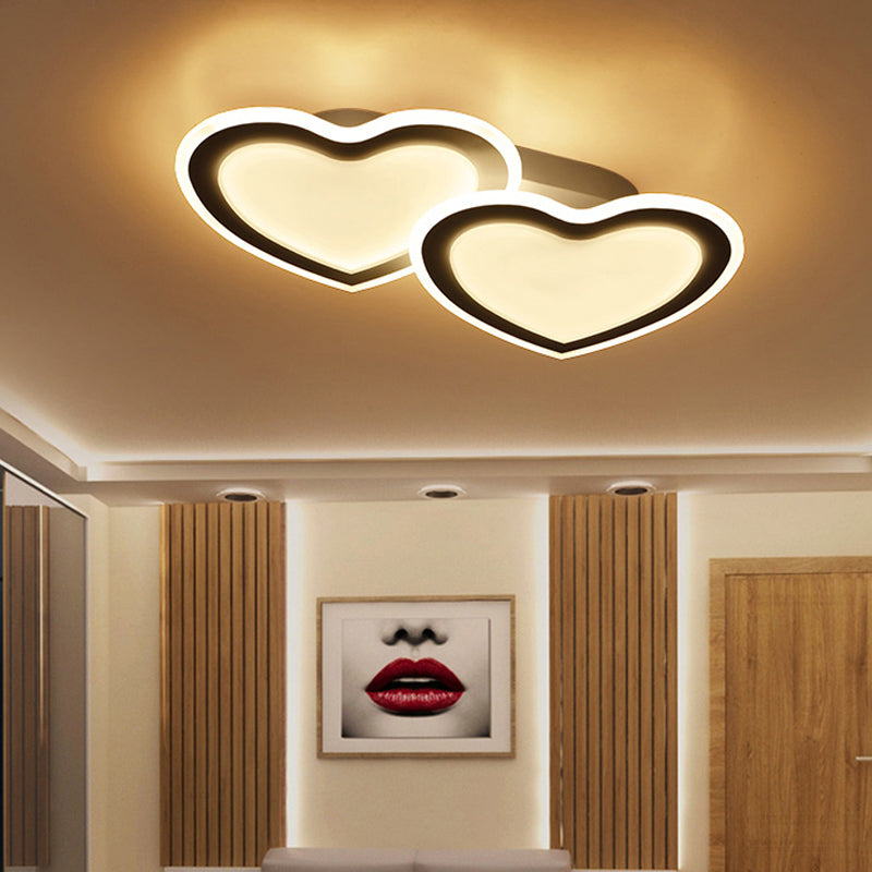 Cartoon White LED Ceiling Light Loving Heart Acrylic Flush Ceiling Light for Hotel Living Room Clearhalo 'Ceiling Lights' 'Close To Ceiling Lights' 'Close to ceiling' 'Semi-flushmount' Lighting' 201328