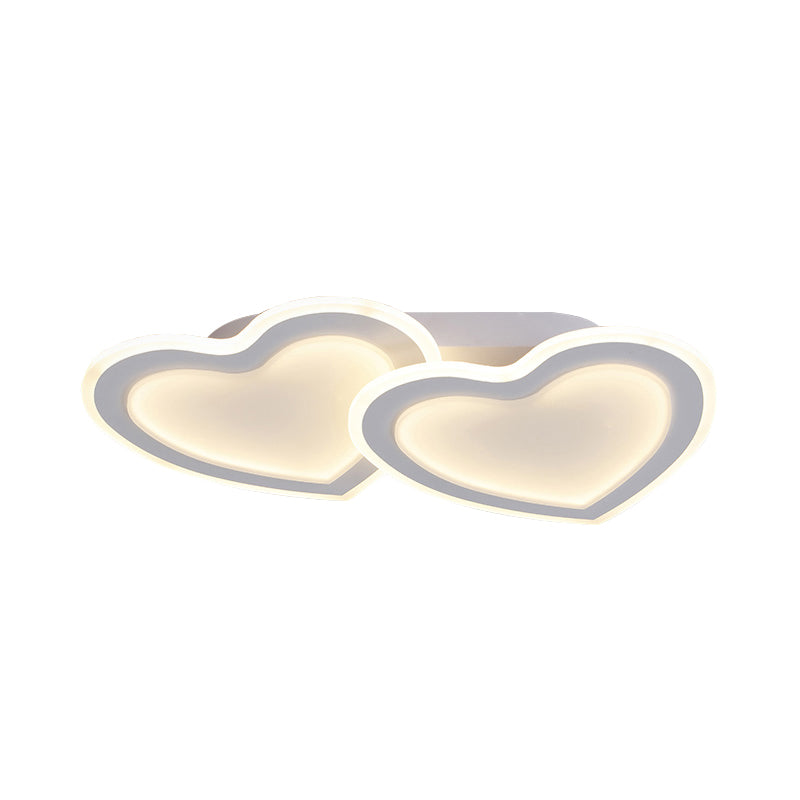 Cartoon White LED Ceiling Light Loving Heart Acrylic Flush Ceiling Light for Hotel Living Room Clearhalo 'Ceiling Lights' 'Close To Ceiling Lights' 'Close to ceiling' 'Semi-flushmount' Lighting' 201329
