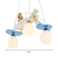 Child Bedroom Bridge Chandelier with Bear Wood 3 Lights Cartoon White Hanging Light Clearhalo 'Ceiling Lights' 'Chandeliers' Lighting' options 201358