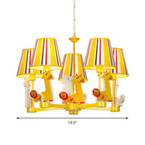 Cartoon Giraffe & Lion Chandelier 5 Heads Metal Pendant Light in Yellow for Kid Bedroom Clearhalo 'Ceiling Lights' 'Chandeliers' Lighting' options 201363