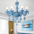 Macaron Stylish Suspension Light with Crystal Deco Candle 6 Lights Metal Chandelier for Teen Blue Clearhalo 'Ceiling Lights' 'Chandeliers' 'Glass shade' 'Glass' 'Pendant Lights' Lighting' 201368