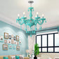 Macaron Stylish Suspension Light with Crystal Deco Candle 6 Lights Metal Chandelier for Teen Clearhalo 'Ceiling Lights' 'Chandeliers' 'Glass shade' 'Glass' 'Pendant Lights' Lighting' 201372