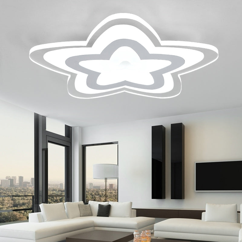 Star Slim Panel LED Ceiling Mount Light Acrylic Contemporary Ceiling Lamp in White for Game Room White White Clearhalo 'Ceiling Lights' 'Close To Ceiling Lights' 'Close to ceiling' Lighting' 201374