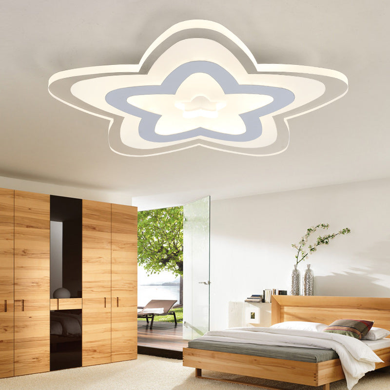 Star Slim Panel LED Ceiling Mount Light Acrylic Contemporary Ceiling Lamp in White for Game Room White Clearhalo 'Ceiling Lights' 'Close To Ceiling Lights' 'Close to ceiling' Lighting' 201375