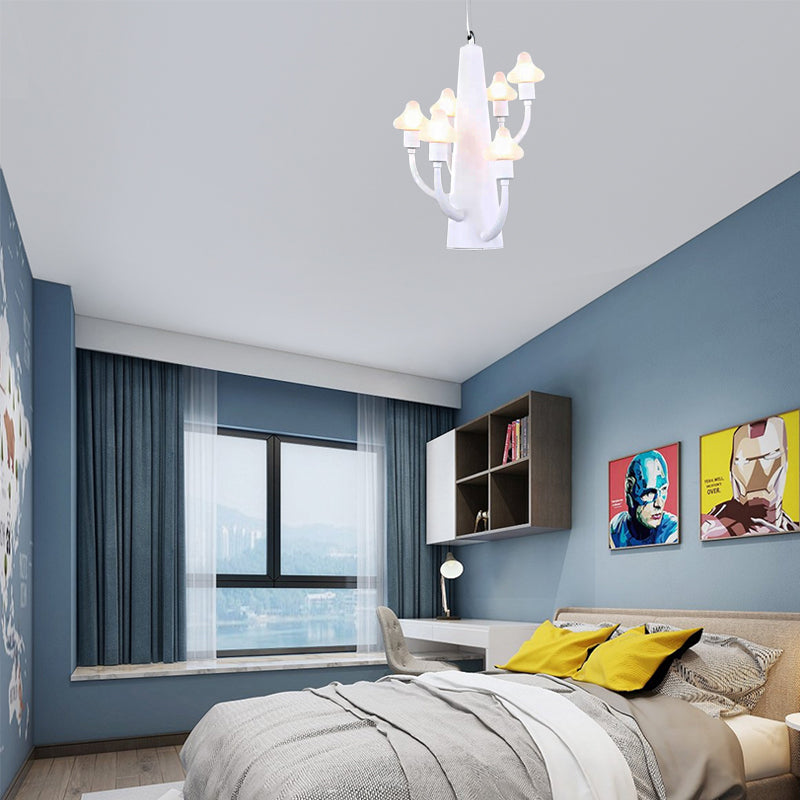 White Branch Pendant Light with Mushroom Kids Metal Hanging Light for Restaurant Bedroom Clearhalo 'Ceiling Lights' 'Chandeliers' Lighting' options 201419