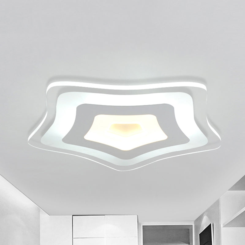 Acrylic Slim Panel Star Ceiling Lamp Contemporary LED Flush Ceiling Light in White for Hotel Clearhalo 'Ceiling Lights' 'Close To Ceiling Lights' 'Close to ceiling' 'Flush mount' Lighting' 201422