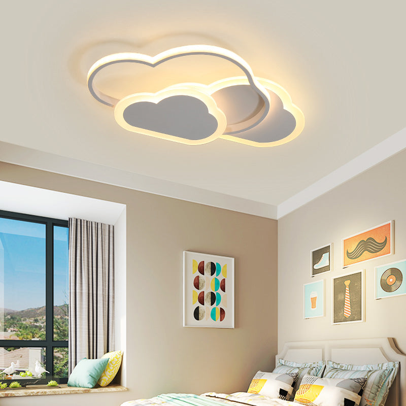 Cloud Girls Bedroom Ceiling Mount Light Acrylic Cartoon LED Flush Light in Pink Clearhalo 'Ceiling Lights' 'Close To Ceiling Lights' 'Close to ceiling' 'Flush mount' Lighting' 201467