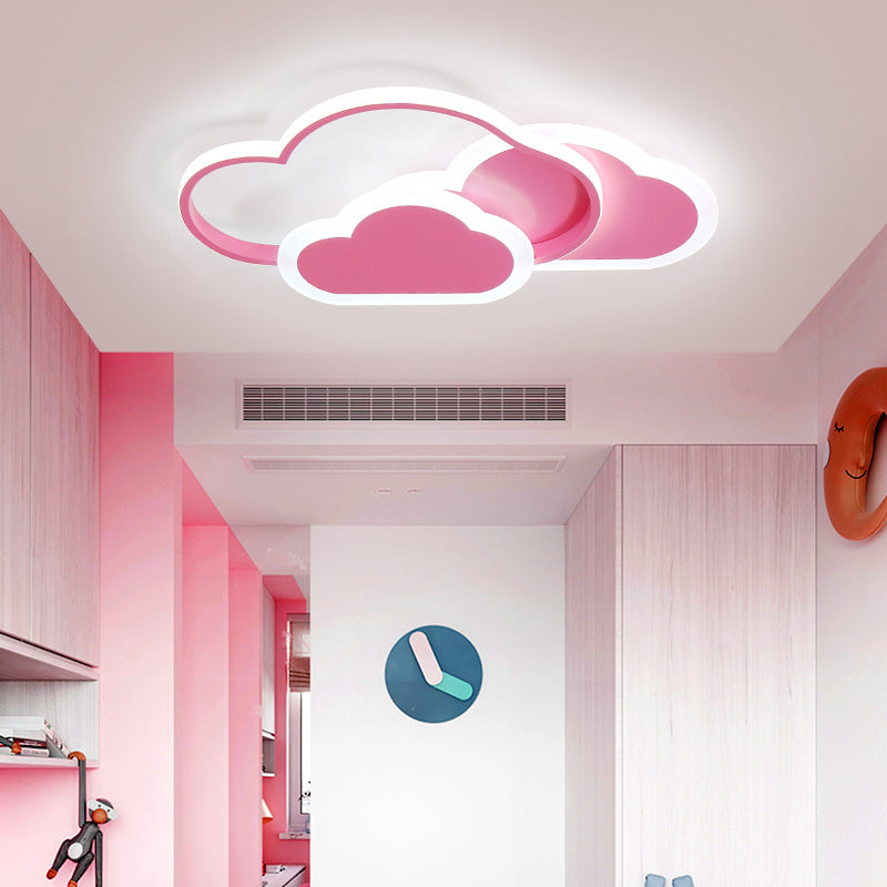 Cloud Girls Bedroom Ceiling Mount Light Acrylic Cartoon LED Flush Light in Pink Pink Clearhalo 'Ceiling Lights' 'Close To Ceiling Lights' 'Close to ceiling' 'Flush mount' Lighting' 201470