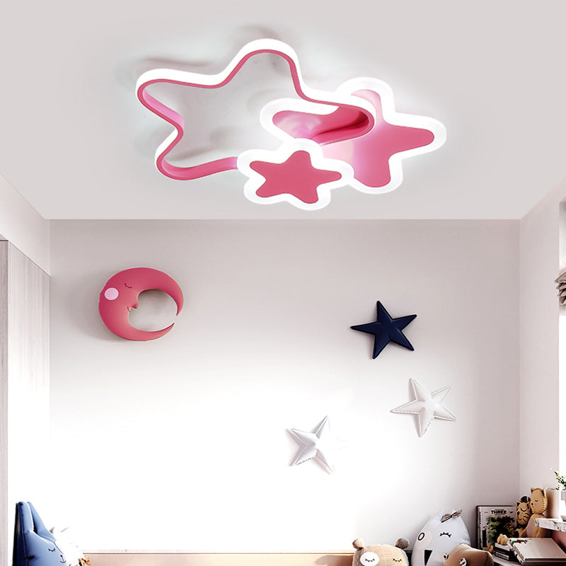 Acrylic Star Shaped LED Ceiling Mount Light Girls Bedroom Modern Style Flush Light Fixture Clearhalo 'Ceiling Lights' 'Close To Ceiling Lights' 'Close to ceiling' 'Flush mount' Lighting' 201479