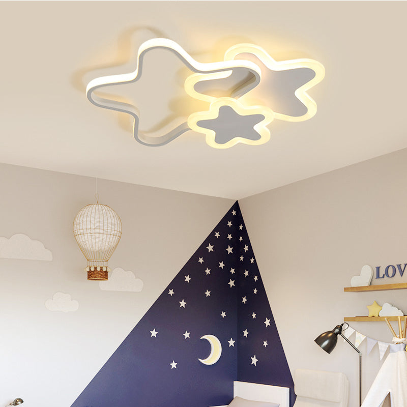 Acrylic Star Shaped LED Ceiling Mount Light Girls Bedroom Modern Style Flush Light Fixture White Clearhalo 'Ceiling Lights' 'Close To Ceiling Lights' 'Close to ceiling' 'Flush mount' Lighting' 201482