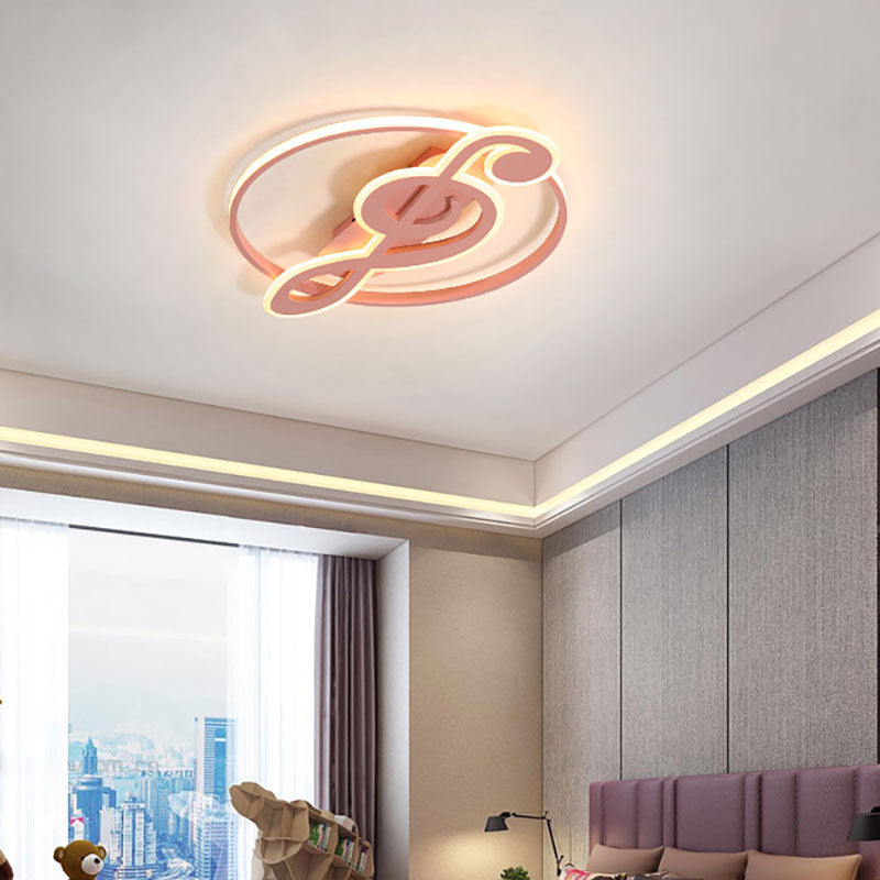 Candy Colored Musical Note Ceiling Mount Light Macaron Loft Acrylic LED Flush Light for Kid Bedroom Pink Clearhalo 'Ceiling Lights' 'Close To Ceiling Lights' 'Close to ceiling' 'Flush mount' Lighting' 201519