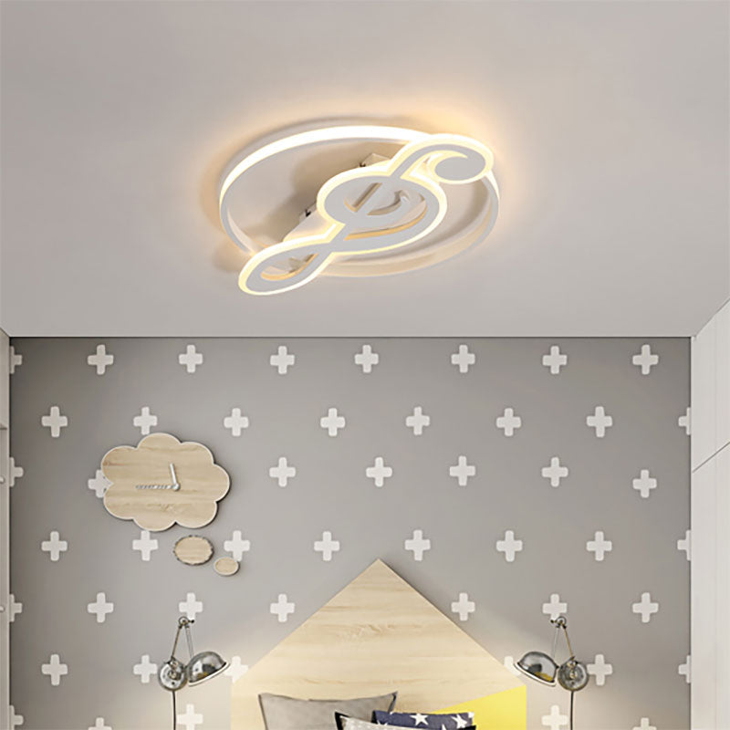 Candy Colored Musical Note Ceiling Mount Light Macaron Loft Acrylic LED Flush Light for Kid Bedroom White Clearhalo 'Ceiling Lights' 'Close To Ceiling Lights' 'Close to ceiling' 'Flush mount' Lighting' 201521