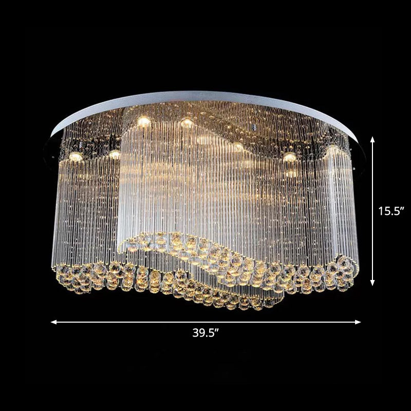 Crystal Scroll Flush Mount Ceiling Fixture Modern Hotel Small/Medium/Large LED Flush-Mount Light in Stainless Steel Clearhalo 'Ceiling Lights' 'Close To Ceiling Lights' 'Close to ceiling' 'Flush mount' Lighting' 2015384