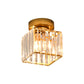 Square/Cylinder Corridor Ceiling Lamp Simplicity Crystal 1 Bulb Black/Gold Semi Flush Mount Light Fixture Clearhalo 'Ceiling Lights' 'Close To Ceiling Lights' 'Close to ceiling' 'Flush mount' Lighting' 2015433