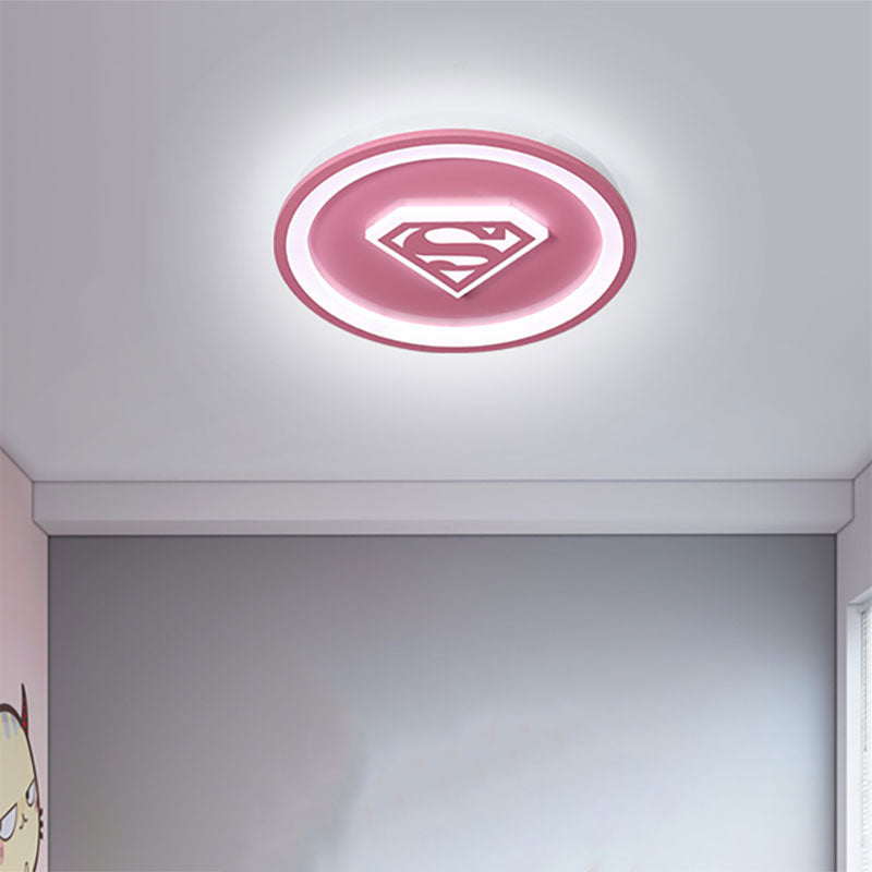 Kids Pink LED Ceiling Mount Light Round Acrylic Ceiling Light with Cartoon Pattern for Nursing Room Pink White A Clearhalo 'Ceiling Lights' 'Close To Ceiling Lights' 'Close to ceiling' 'Flush mount' Lighting' 201545