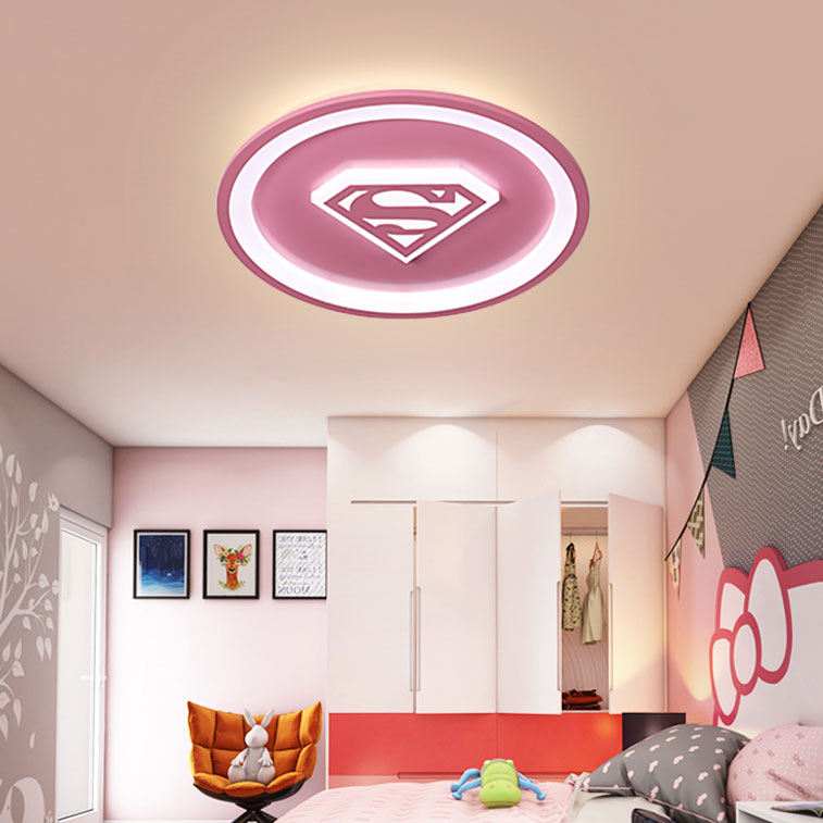 Kids Pink LED Ceiling Mount Light Round Acrylic Ceiling Light with Cartoon Pattern for Nursing Room Pink Warm A Clearhalo 'Ceiling Lights' 'Close To Ceiling Lights' 'Close to ceiling' 'Flush mount' Lighting' 201546