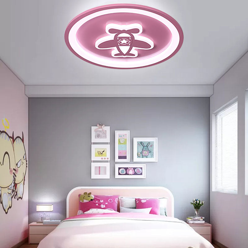 Kids Pink LED Ceiling Mount Light Round Acrylic Ceiling Light with Cartoon Pattern for Nursing Room Pink C Clearhalo 'Ceiling Lights' 'Close To Ceiling Lights' 'Close to ceiling' 'Flush mount' Lighting' 201549