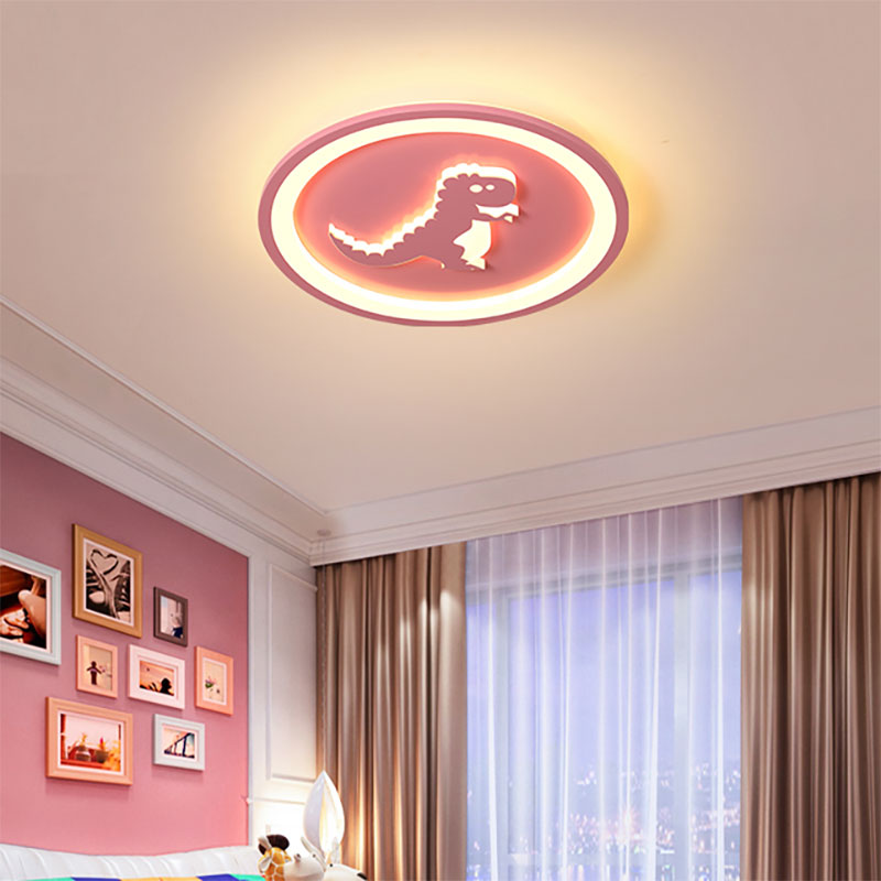 Kids Pink LED Ceiling Mount Light Round Acrylic Ceiling Light with Cartoon Pattern for Nursing Room Pink B Clearhalo 'Ceiling Lights' 'Close To Ceiling Lights' 'Close to ceiling' 'Flush mount' Lighting' 201552