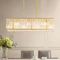 3/4-Bulb Hanging Island Light Modern Restaurant Pendant Lamp with Crystal Rectangle Shade in Black/Gold Gold Clearhalo 'Ceiling Lights' 'Island Lights' Lighting' 2015620
