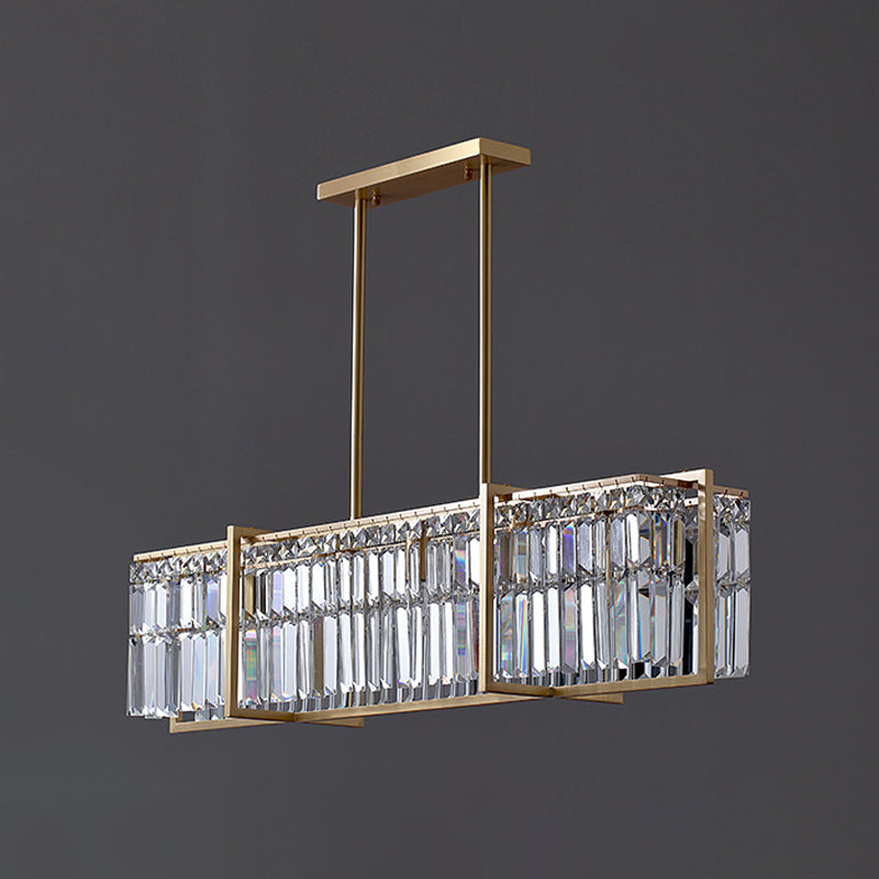 Post-Modern Rectangular Hanging Lamp 5 Bulbs Prismatic Crystal Island ...