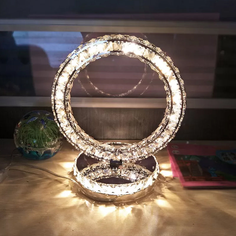 Crystal Encrusted Clear LED Night Lamp Crescent/Circle/Loving Heart Romantic Modern Table Light in Warm/White Light Clear A Clearhalo 'Lamps' 'Table Lamps' Lighting' 2015656