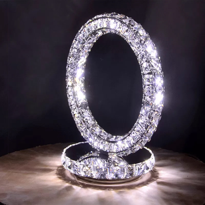 Crystal Encrusted Clear LED Night Lamp Crescent/Circle/Loving Heart Romantic Modern Table Light in Warm/White Light Clearhalo 'Lamps' 'Table Lamps' Lighting' 2015657